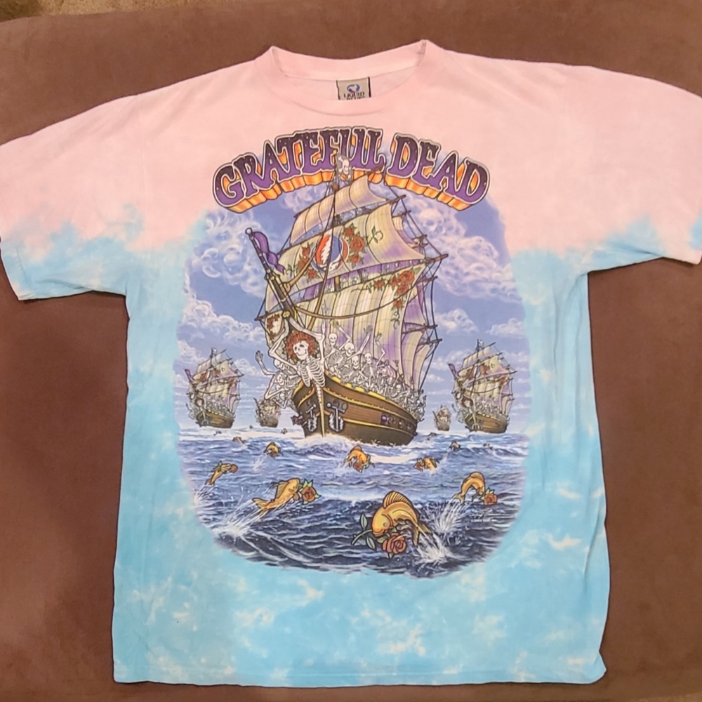 Vintage Liquid Blue Grateful Dead Ship of Fools size X Large Tie-Dye T-shirt
